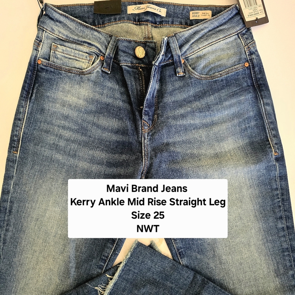 Mavi Brand Jeans Kerry Ankle Mid Rise Straight Leg Women's Size 25 NWT